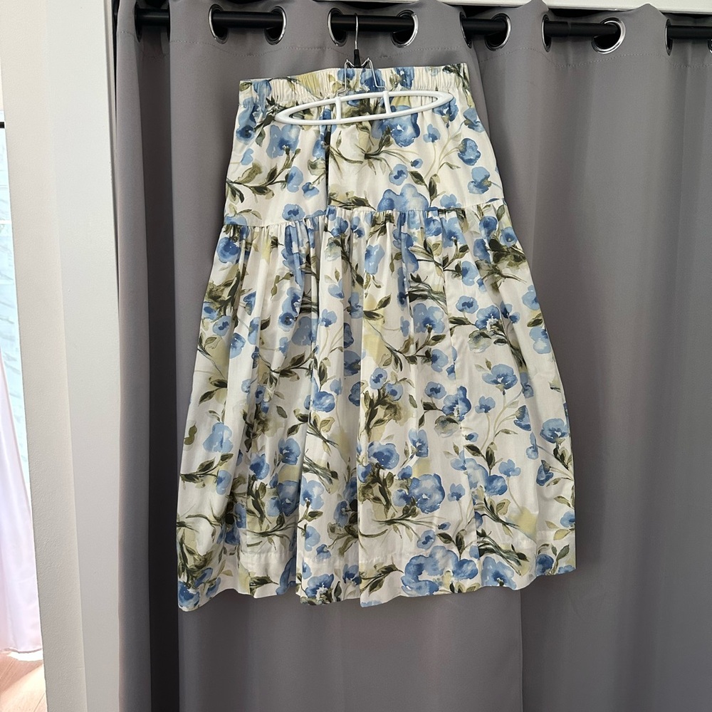 Abercrombie & Fitch Blue Floral Midi Skirt